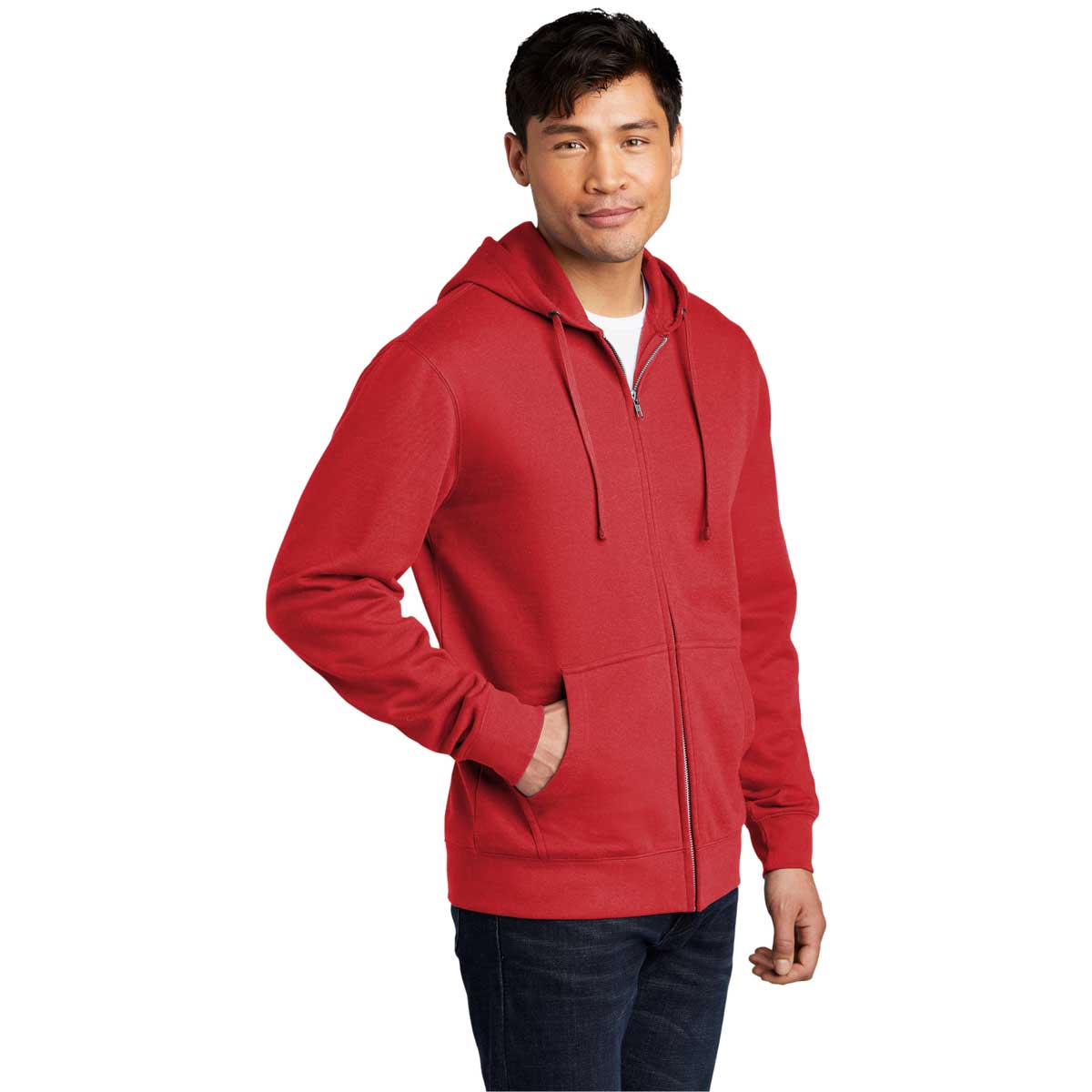 District Men's Stunning Red V.I.T. Fleece Full-Zip Hoodie