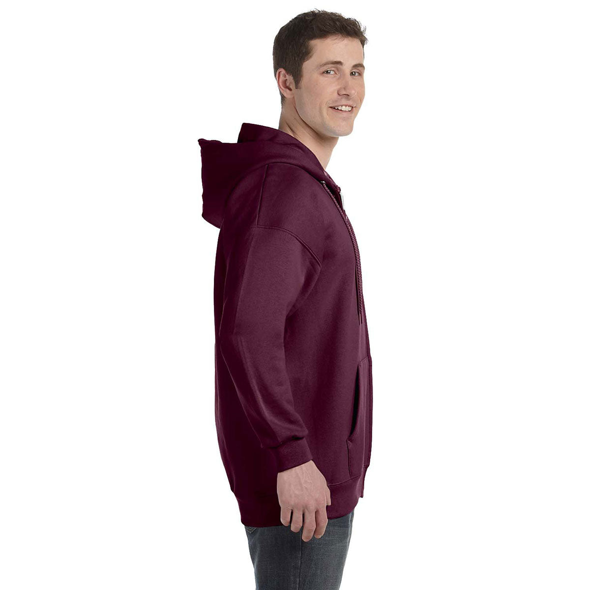 Hanes Men's Maroon 9.7 oz. Ultimate Cotton 90/10 Full-Zip Hoodie - The Perfect Outdoor Companion
