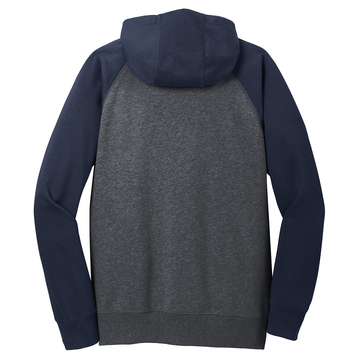 Sport-Tek Men's Stylish Graphite Heather/True Navy Raglan Colorblock Full-Zip Hooded Fleece Jacket