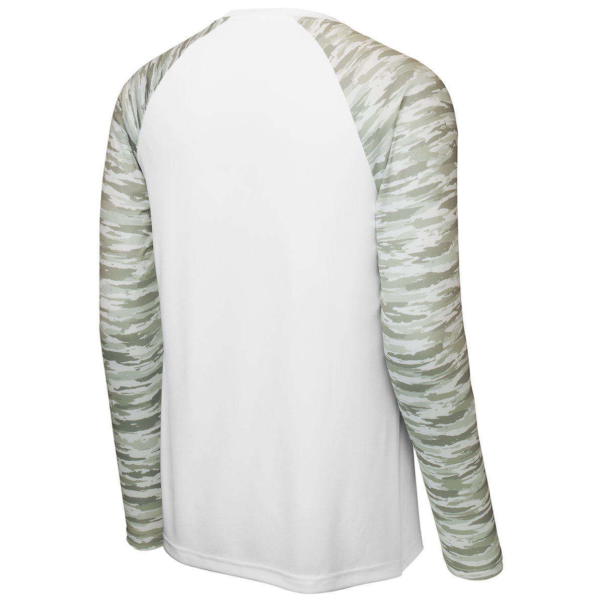 Sport-Tek Men's White Drift Camo Colorblock Long Sleeve Tee: Elevate Your Team!