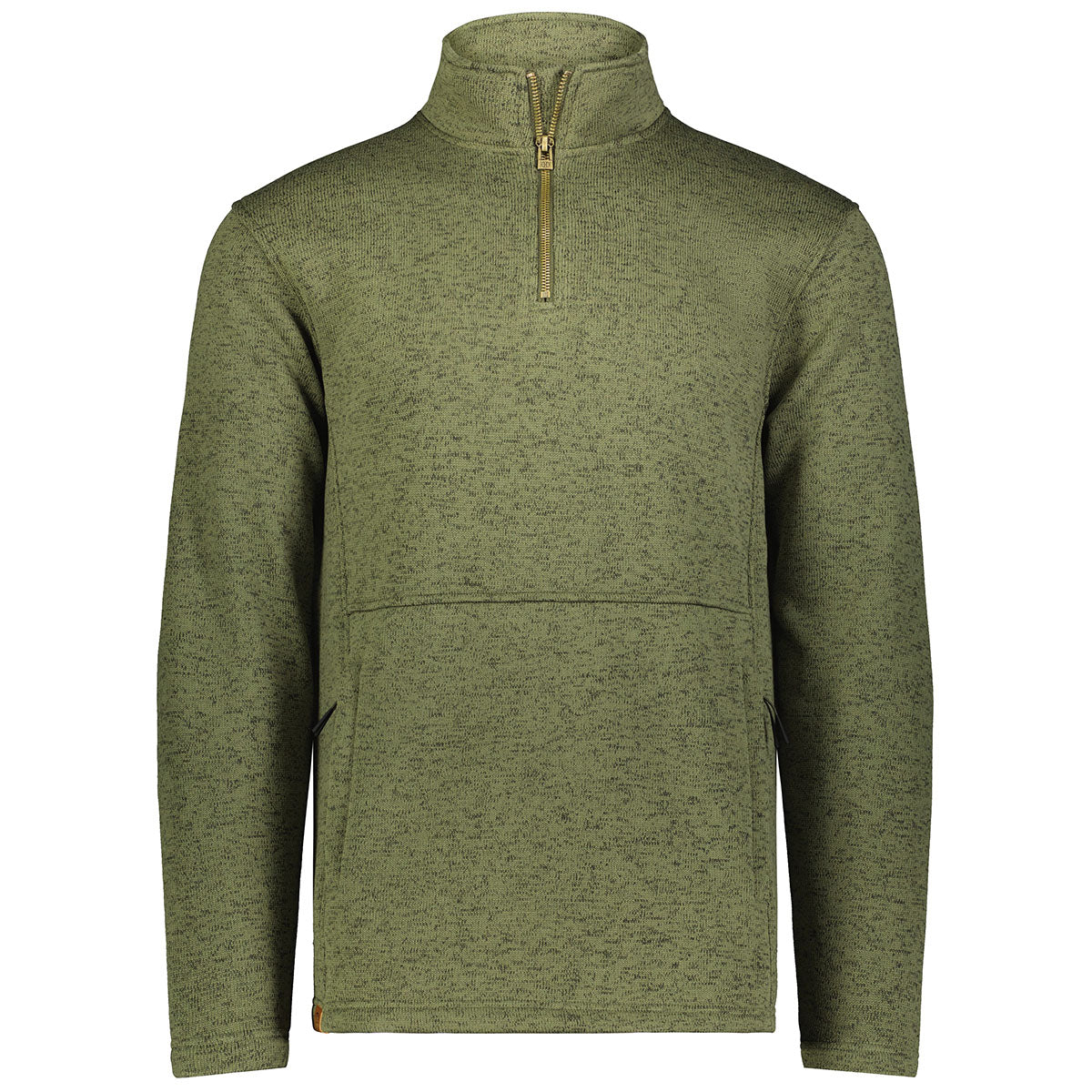 Holloway Men's Olive Heather Alpine Fleece 1/4 Zip Warm Pullover