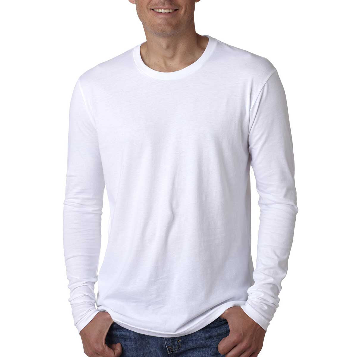 Next Level Men's Premium White Fitted Long-Sleeve Crew Tee - The Ultimate Warmth!
