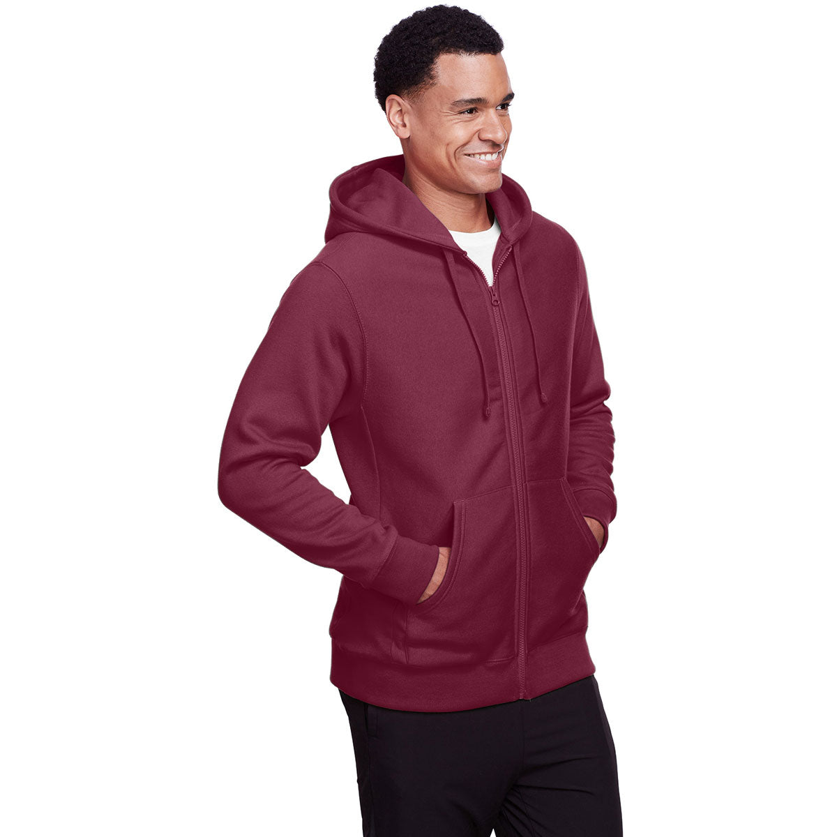 Team 365 Men's HydroSport Dark Maroon Heavyweight Full-Zip Hooded Sweatshirt - Ideal for Big Games