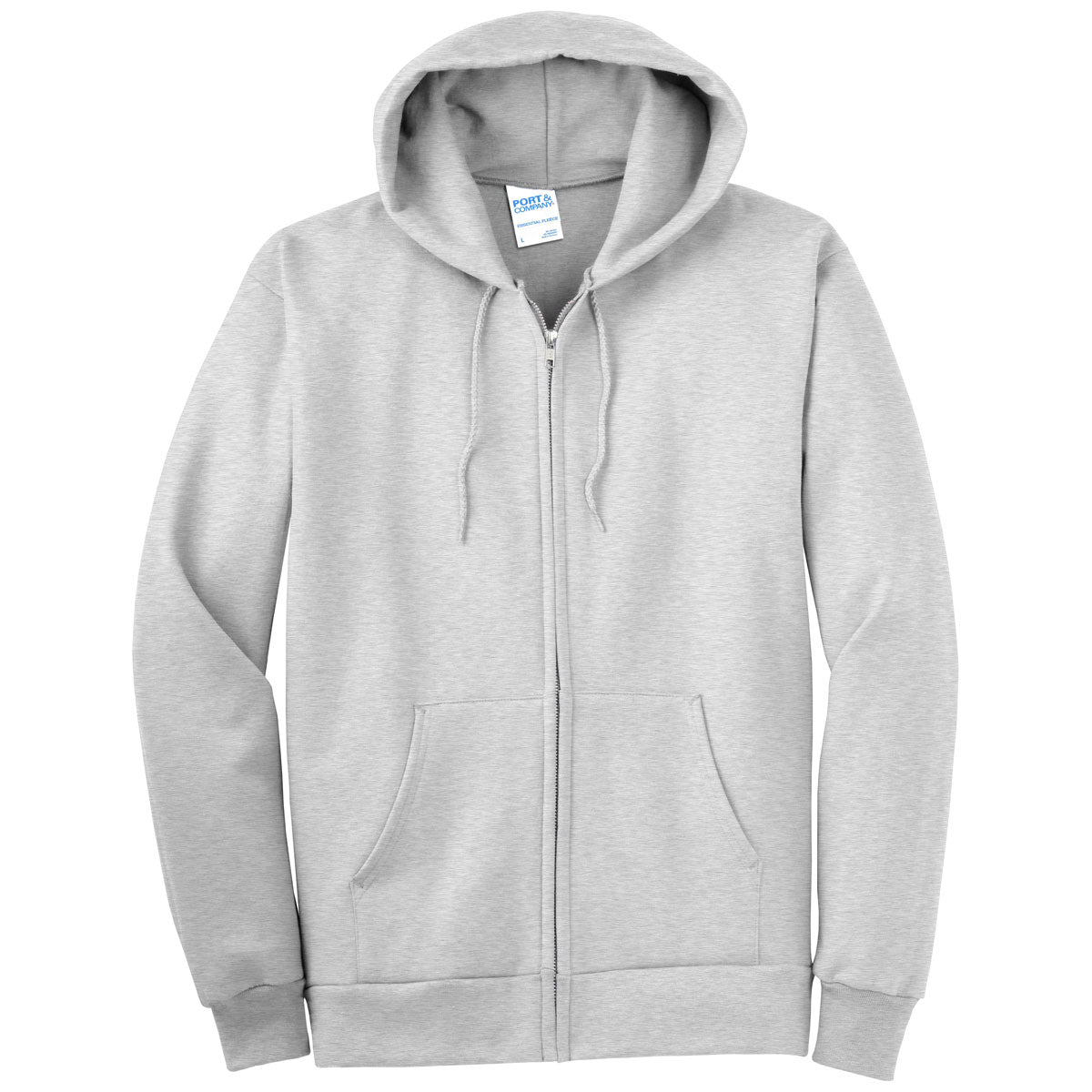 Port & Company Men's Must-Have Ash Essential Fleece Full-Zip Hooded Sweatshirt