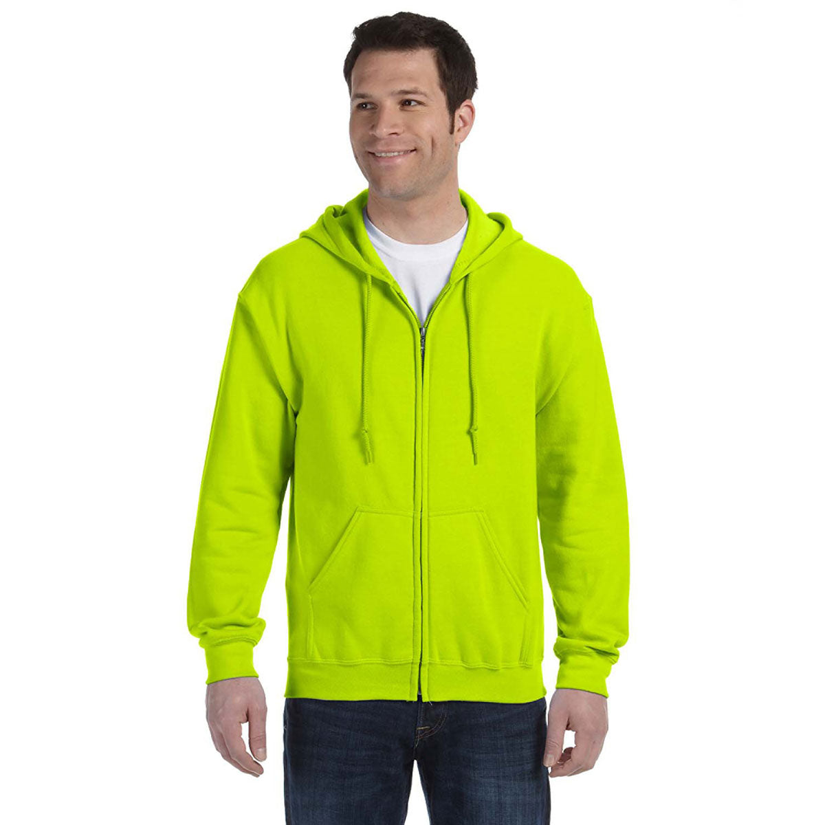 Gildan Unisex Safety Green Heavy Blend 50/50 Full Zip Hoodie - Ideal Corporate Giveaway