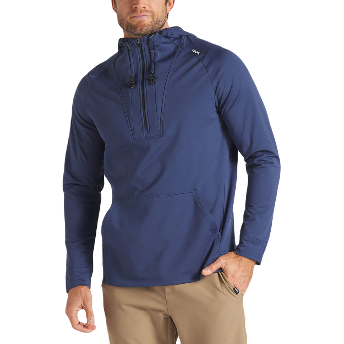 UNRL Men's Harbor Blue Crossover Half-Zip Hoodie - The Ultimate Comfort Essential