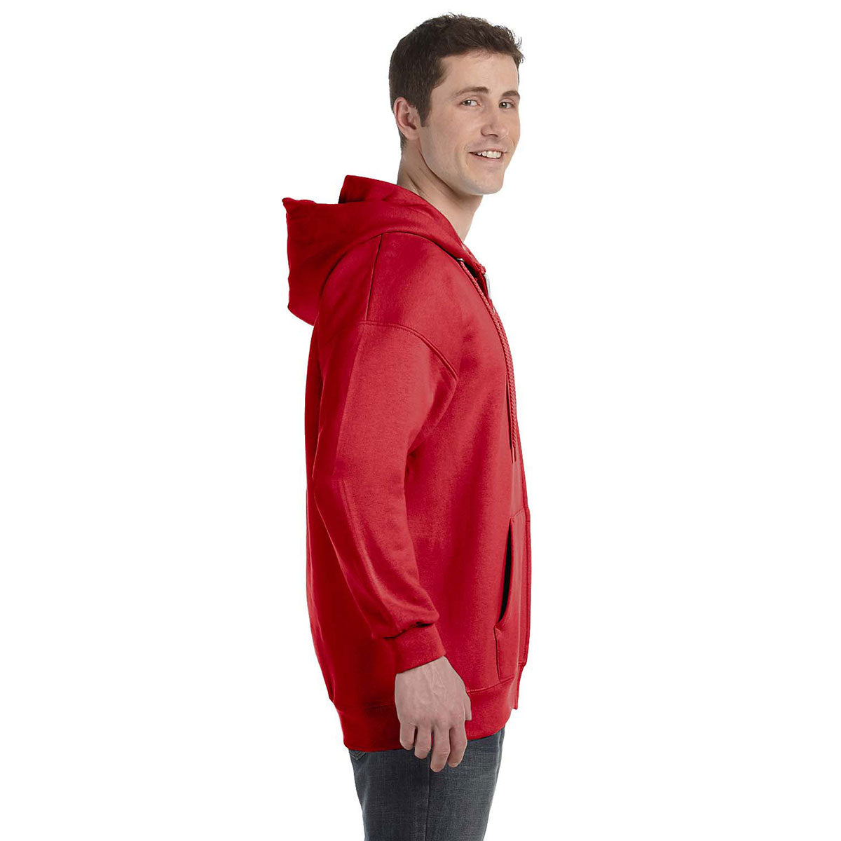 Hanes Men's Stunning Deep Red 9.7 oz. Ultimate Cotton 90/10 Full-Zip Hoodie