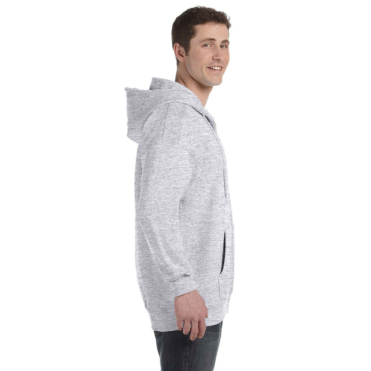 Hanes Men's 9.7 oz. Ultimate Cotton 90/10 Full-Zip Ash Hoodie