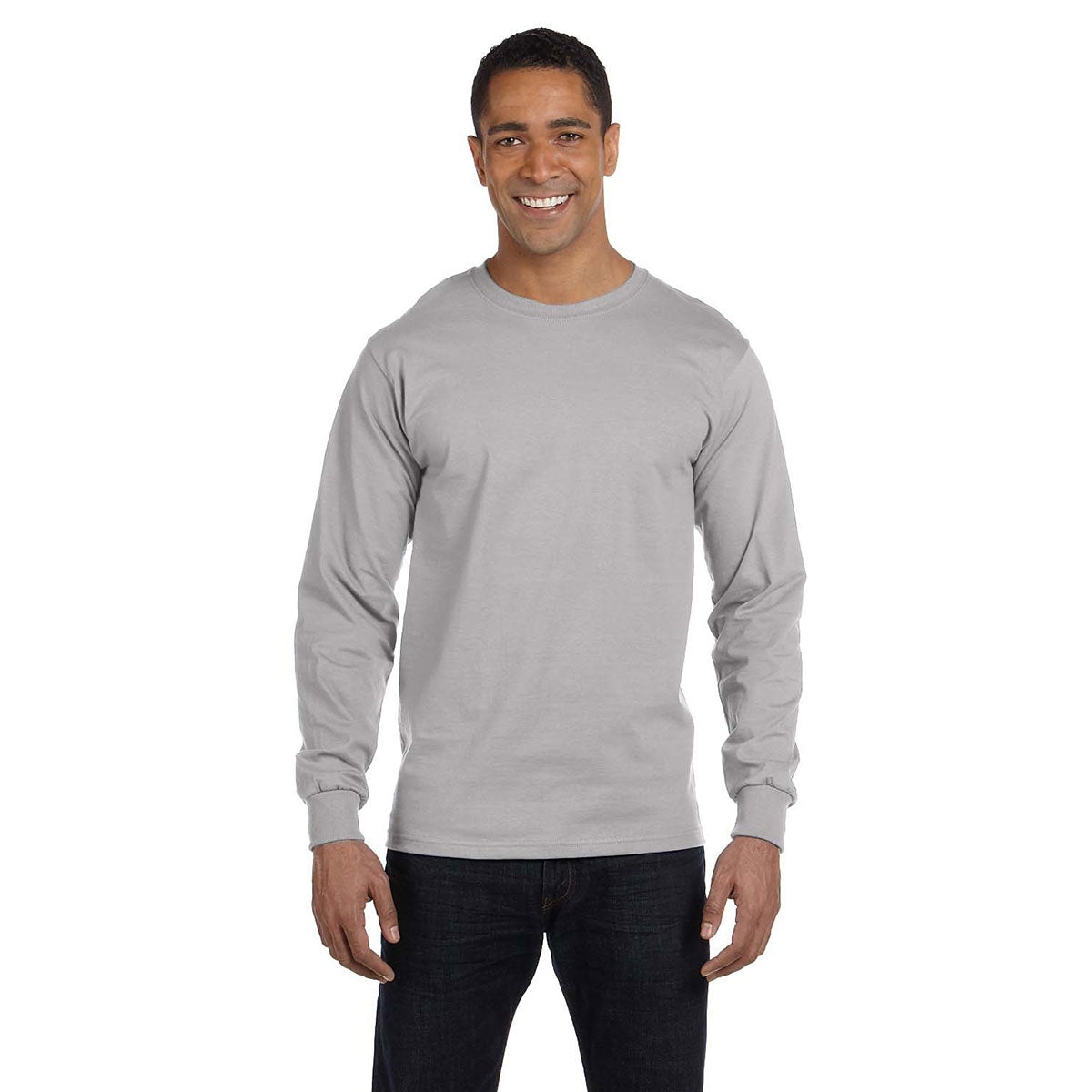 Hanes Men's Light Steel 6.1 oz Long-Sleeve Beefy-T: Customizable Comfort