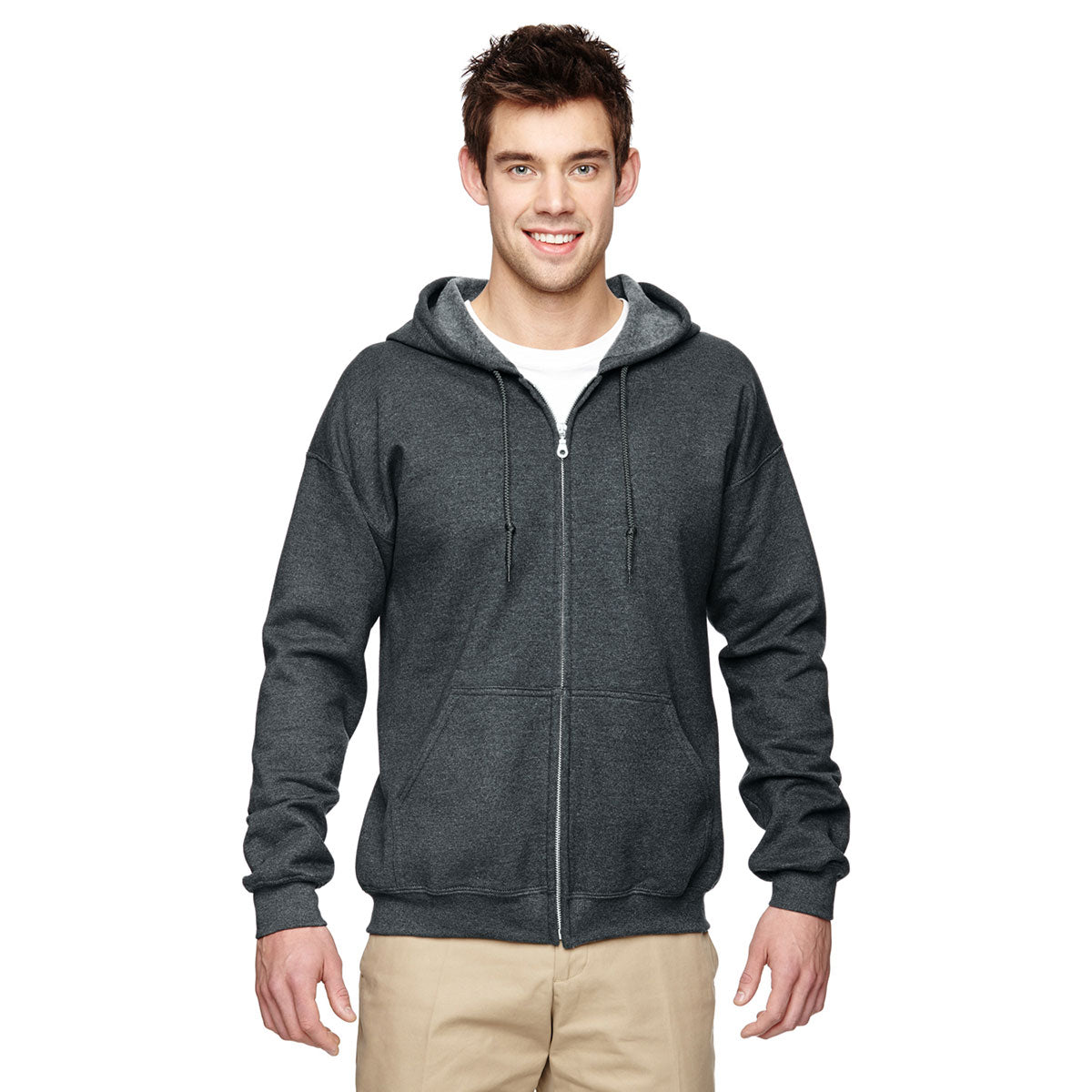 Gildan Unisex Dark Heather Heavy Blend 50/50 Full Zip Hoodie - Ideal Corporate Giveaway