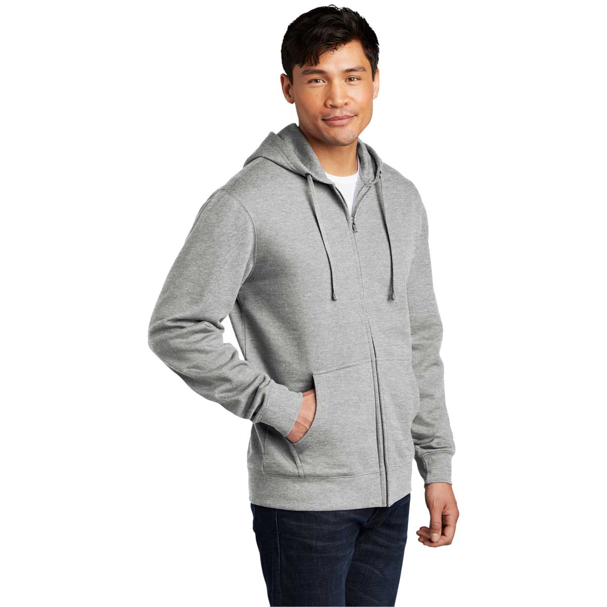 District Men's Light Heather Grey V.I.T. Fleece Full-Zip Hoodie - Your Ultimate Casual Essential