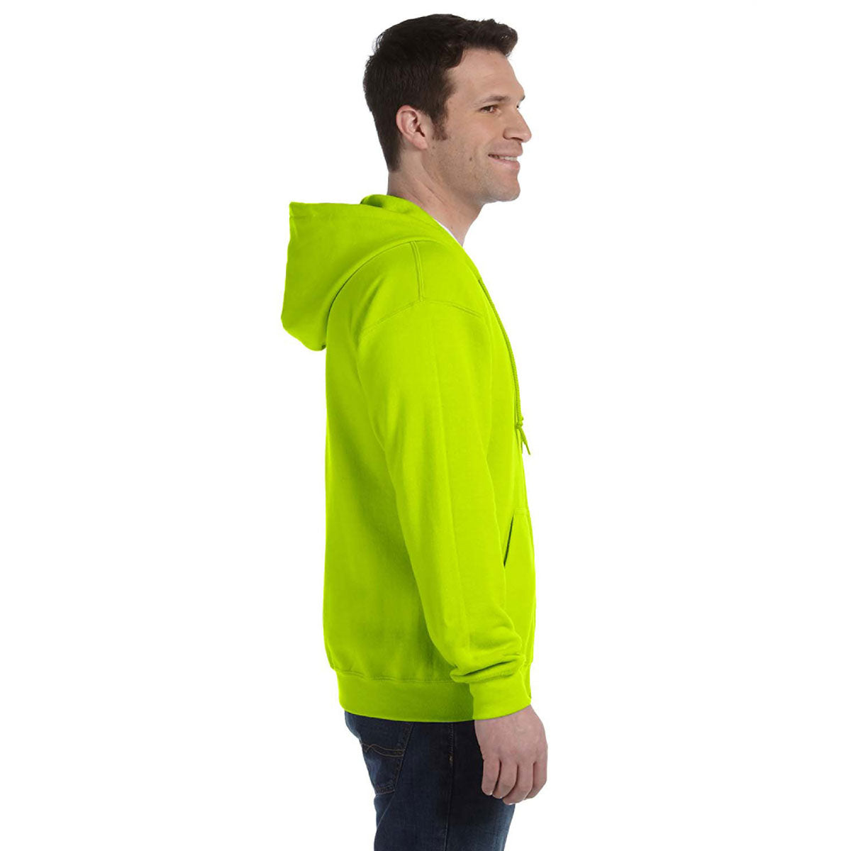 Gildan Unisex Safety Green Heavy Blend 50/50 Full Zip Hoodie - Ideal Corporate Giveaway