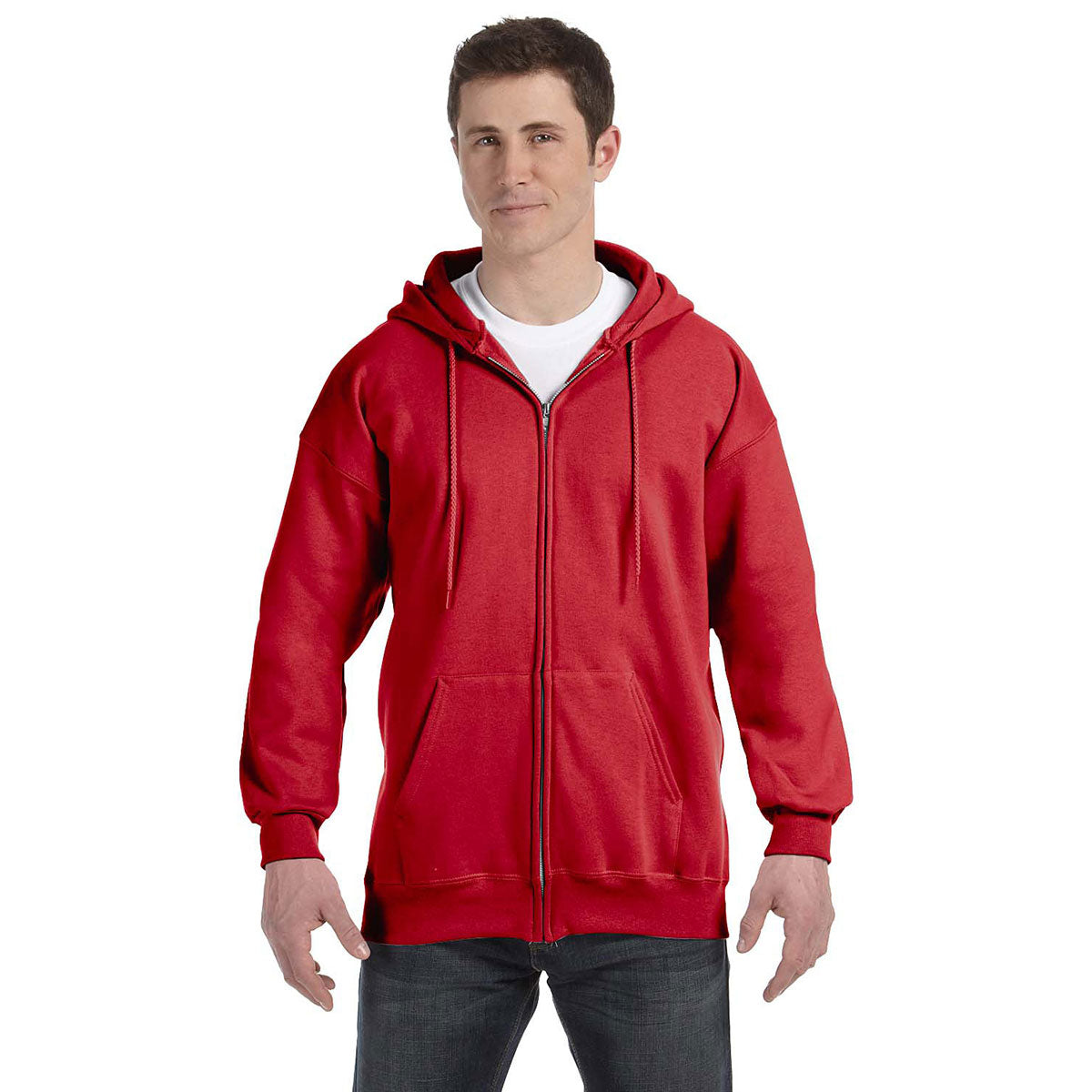 Hanes Men's Stunning Deep Red 9.7 oz. Ultimate Cotton 90/10 Full-Zip Hoodie
