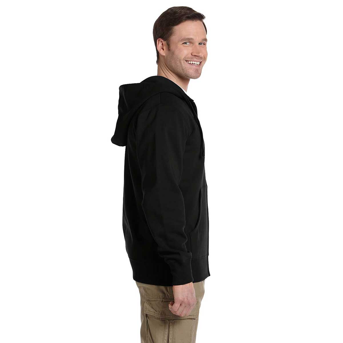 Econscious Men's Black Organic/Recycled Full-Zip Hoodie - A Sustainable Style Essential