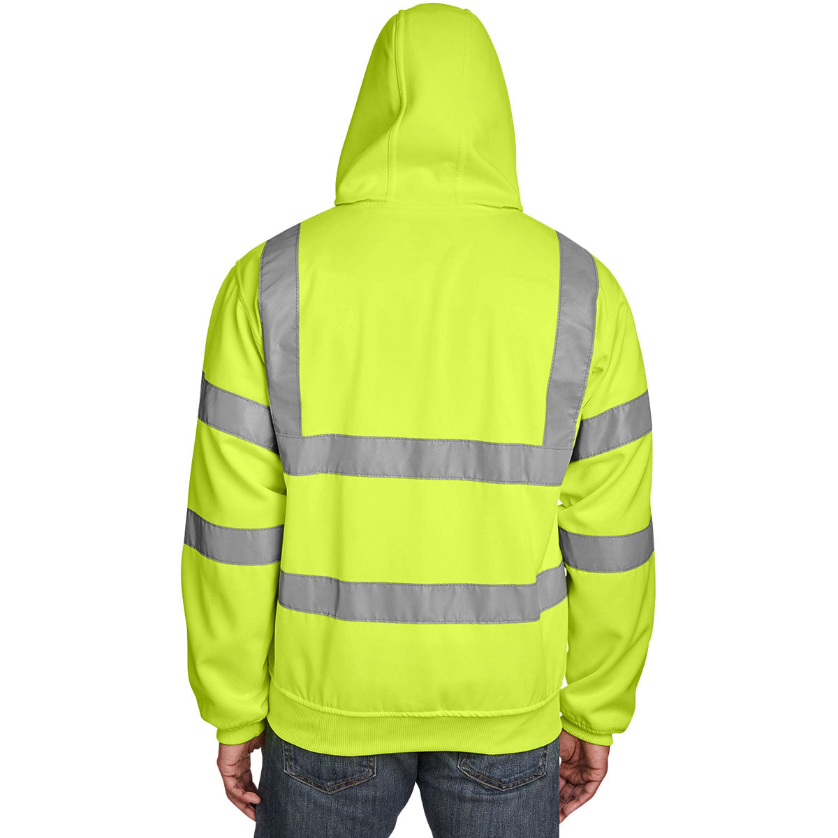 Berne Men's High-Visibility Yellow Class 3 Lined Full-Zip Hooded Sweatshirt - Stand Out at Work!