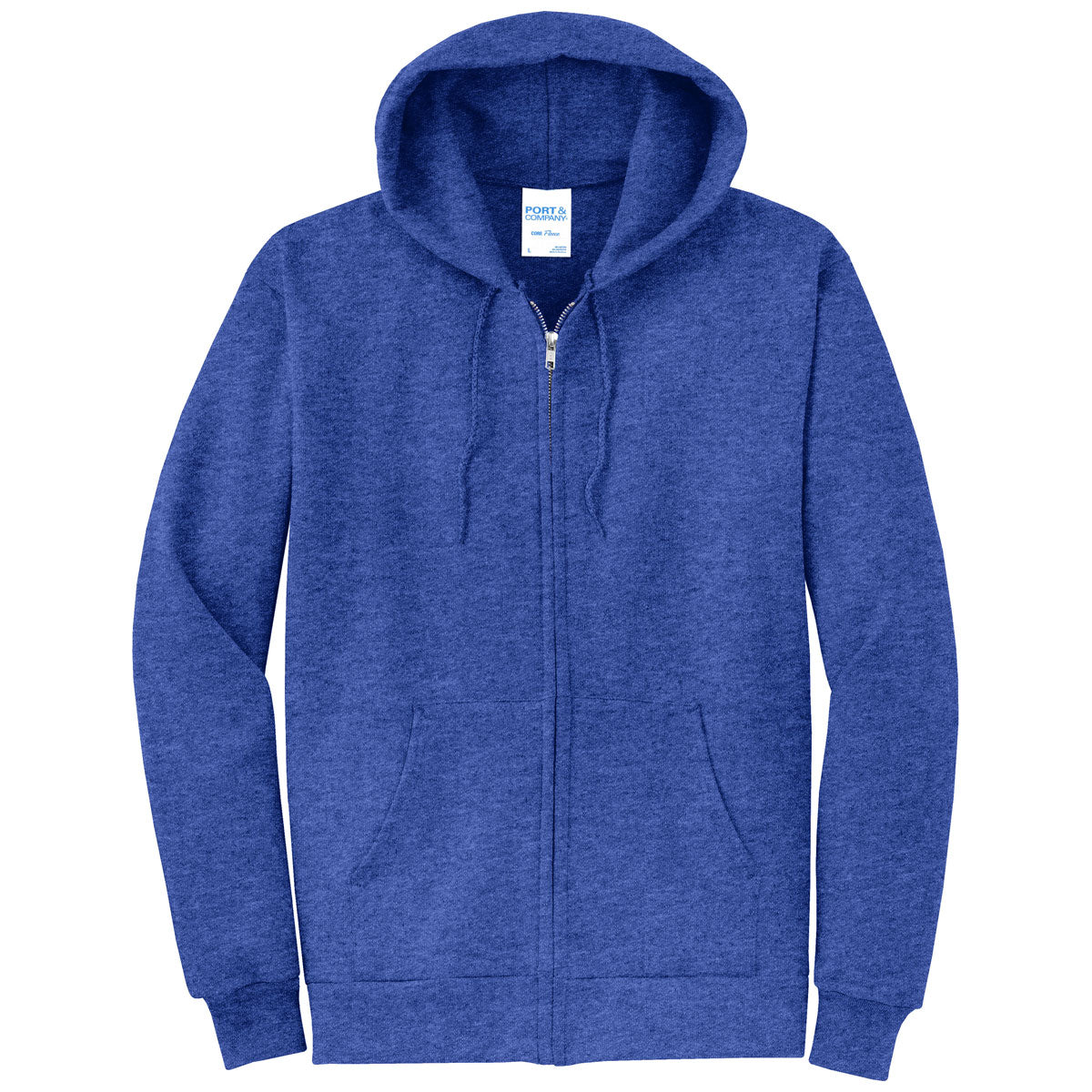 Port & Company Men's Stunning Heather Royal Core Fleece Full-Zip Hooded Sweatshirt - A Must-Have!