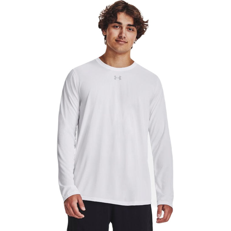 Under Armour Men's Stylish White/Mod Grey Team Tech Long Sleeve Shirt