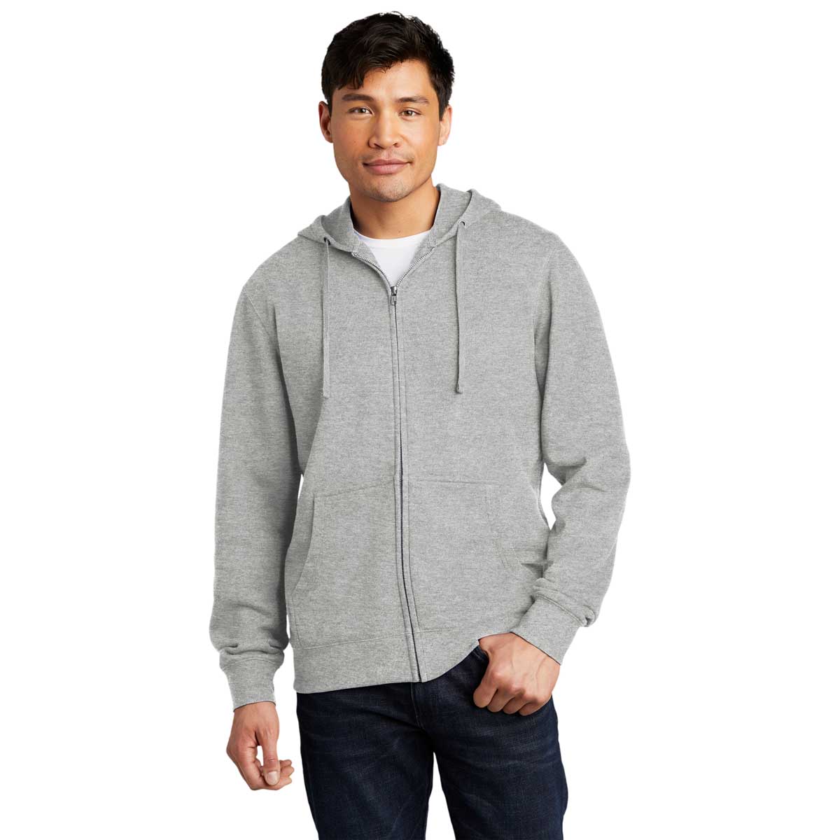 District Men's Light Heather Grey V.I.T. Fleece Full-Zip Hoodie - Your Ultimate Casual Essential
