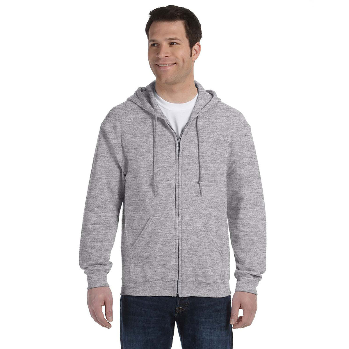 Gildan's Awesome Unisex Sport Grey 50/50 Heavy Blend Full Zip Hoodie