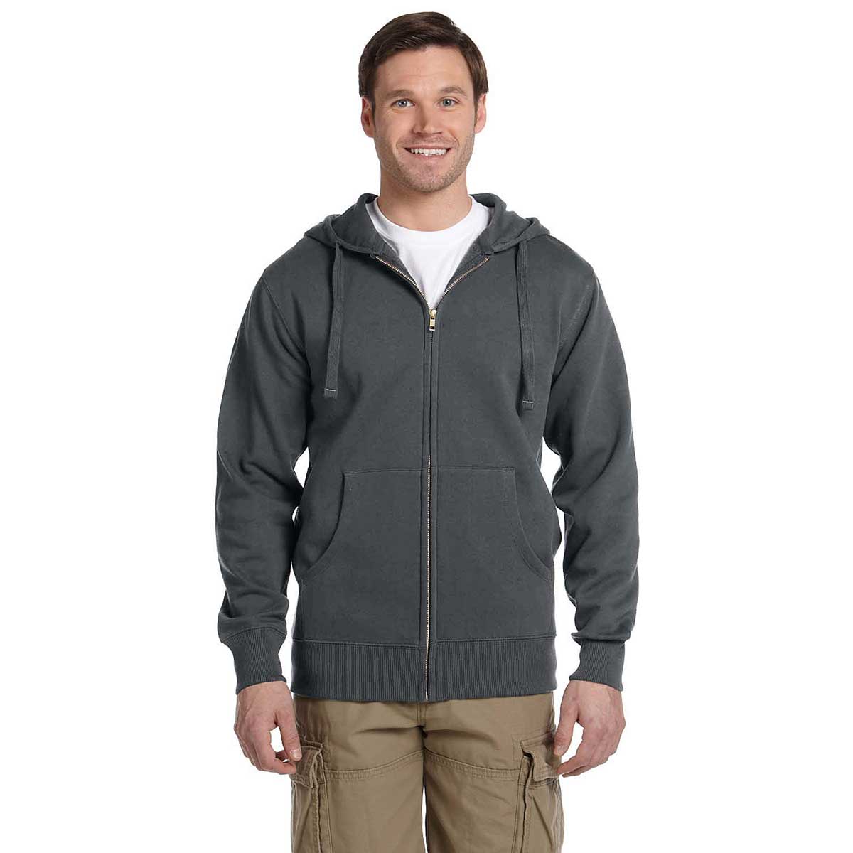 Econscious Men's Charcoal Organic/Recycled Full-Zip Hoodie - The Ultimate in Style and Sustainability