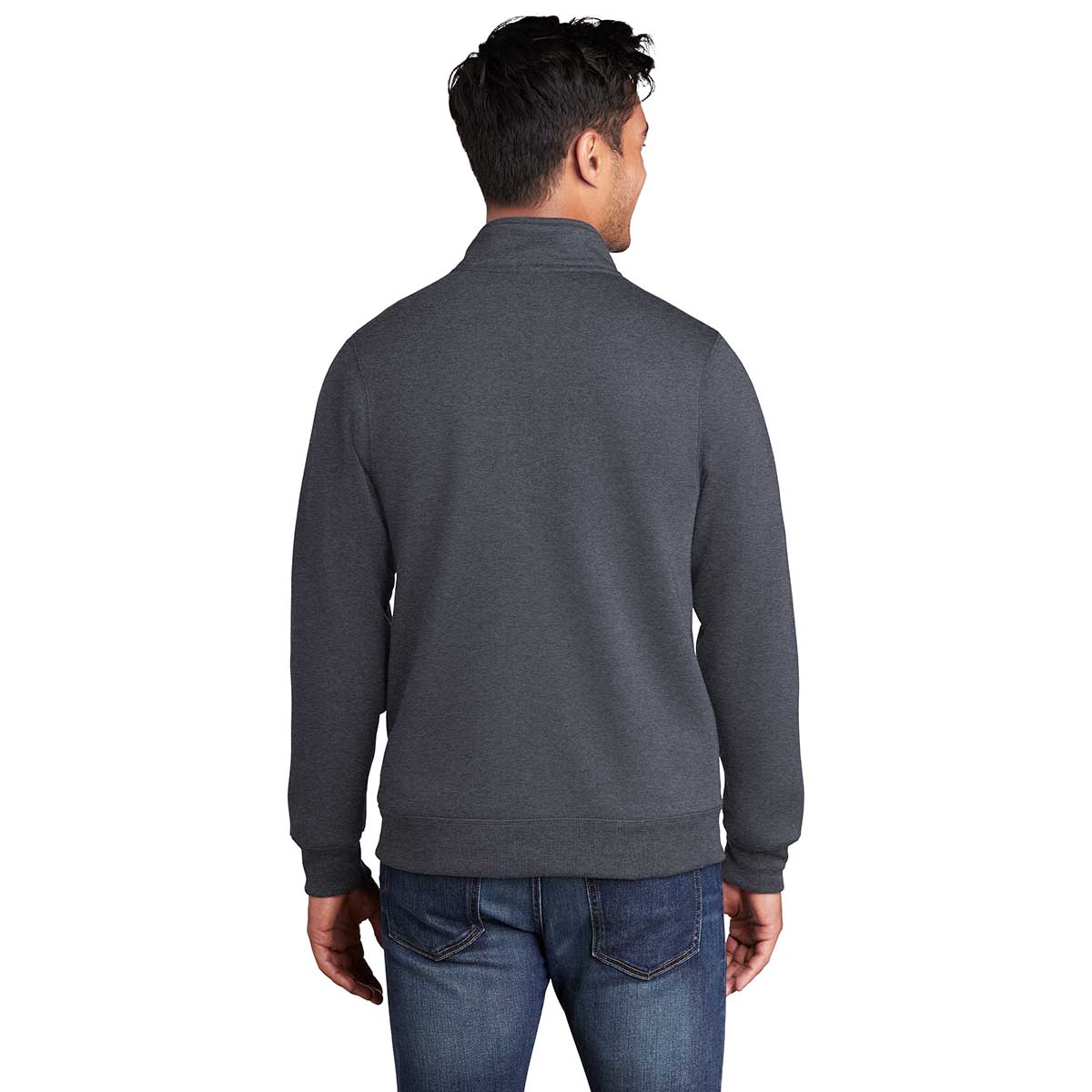 Port & Company Men's Heather Navy Core Fleece Cadet Full-Zip Sweatshirt: Cozy and Customizable