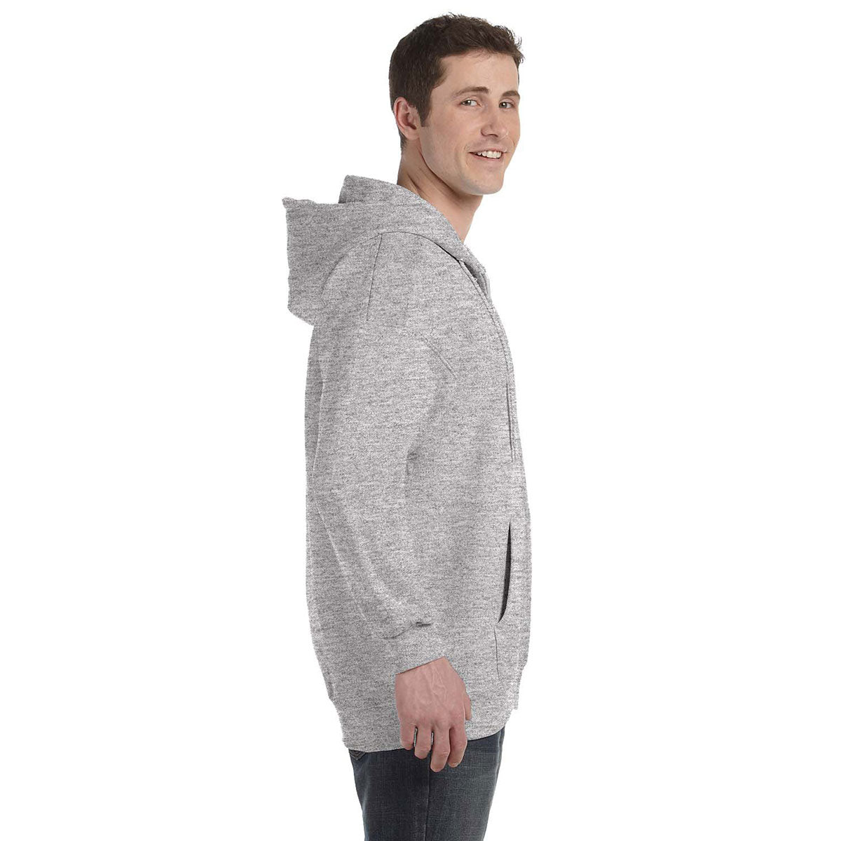 Hanes Men's Light Steel 9.7 oz. Ultimate Cotton 90/10 Full-Zip Hoodie - A Must-Have for Men