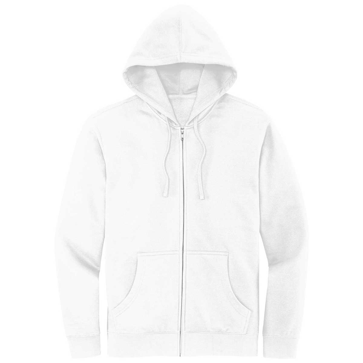 District Men's Premium White V.I.T. Fleece Full-Zip Hoodie