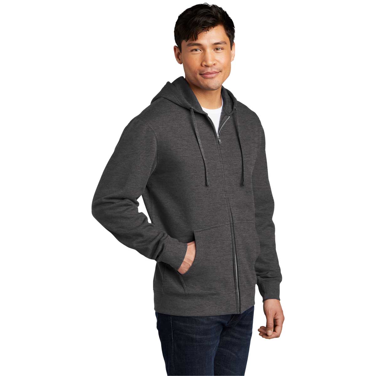 District Men's Charcoal Heathered V.I.T. Fleece Full-Zip Hoodie: The Ultimate Casual Wear