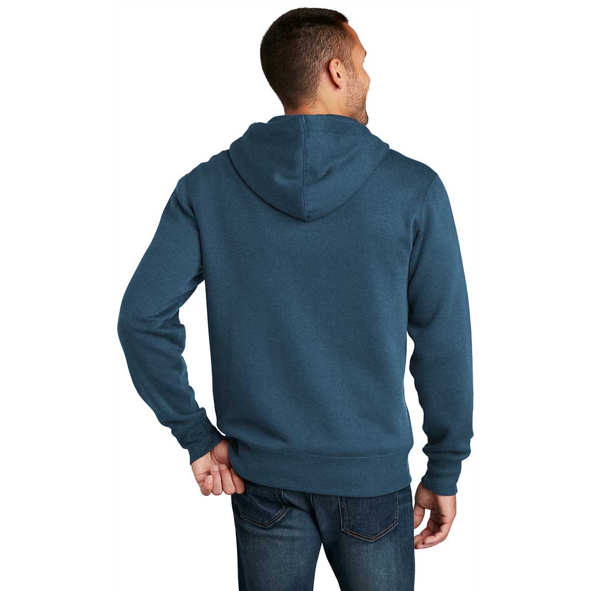 District Men's Stunning Poseidon Blue Perfect-Weight Fleece Full-Zip Hoodie