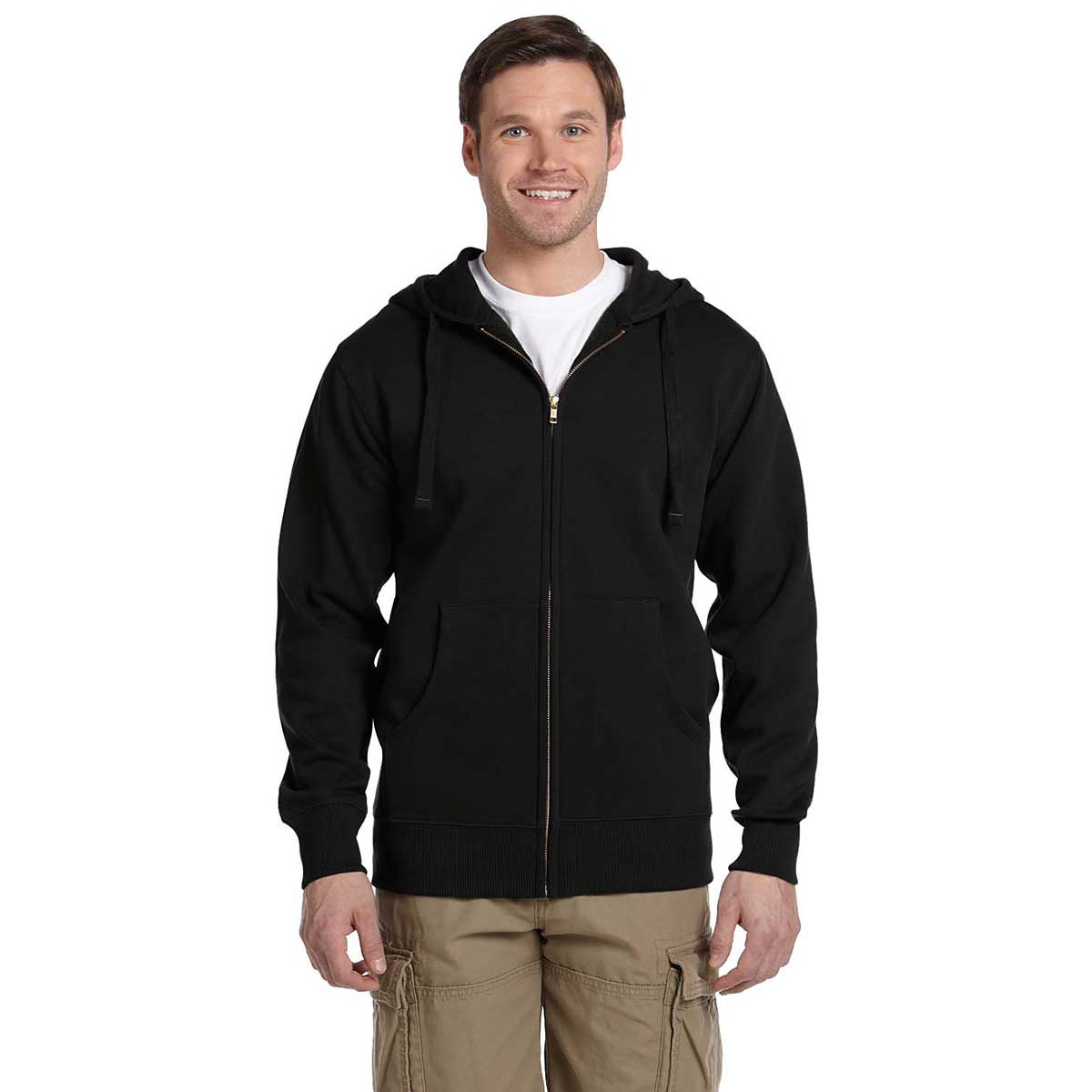 Econscious Men's Black Organic/Recycled Full-Zip Hoodie - A Sustainable Style Essential