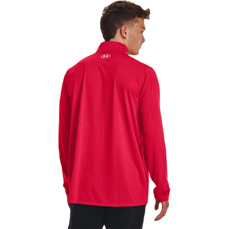 Under Armour Men's Striking Red/White Team Tech 1/4 Zip - Stand Out in Style!