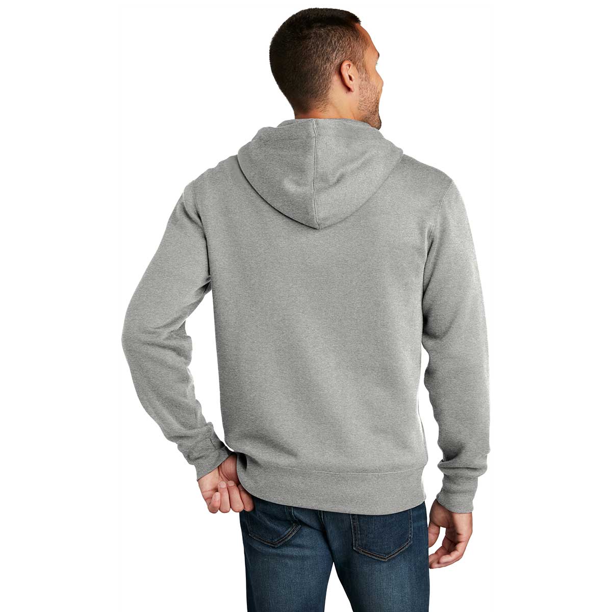 District Men's Stunning Heathered Steel Perfect-Weight Fleece Full-Zip Hoodie