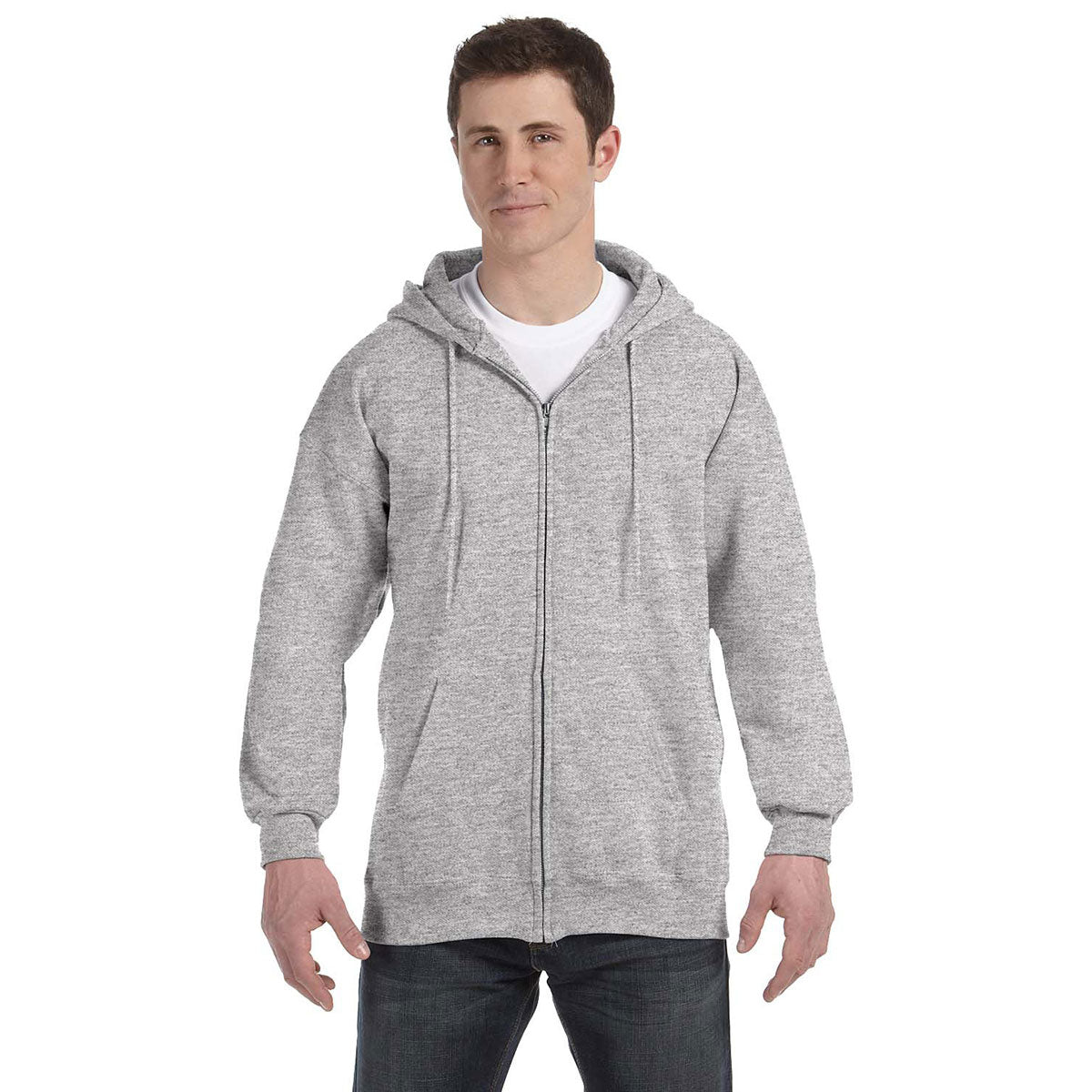 Hanes Men's Light Steel 9.7 oz. Ultimate Cotton 90/10 Full-Zip Hoodie - A Must-Have for Men