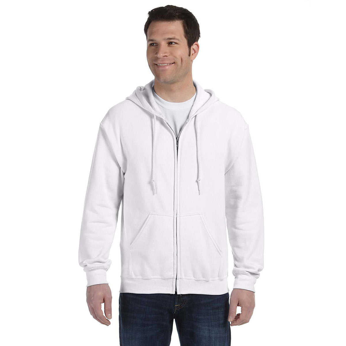 Gildan Unisex White 50/50 Heavy Blend Full Zip Hoodie - Perfect Giveaway