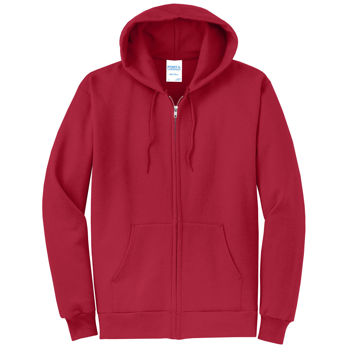 Port & Company Men's Stunning Red Core Fleece Full-Zip Hooded Sweatshirt - Grab Yours Now!