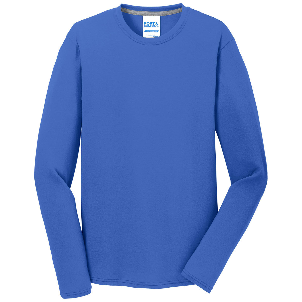 Port & Company Men's True Royal Long Sleeve Performance Blend Tee - Unbeatable Comfort!