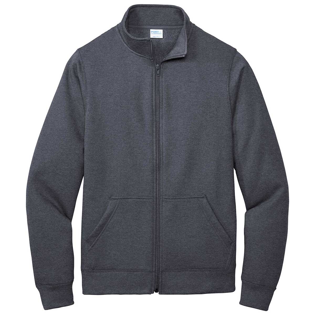 Port & Company Men's Heather Navy Core Fleece Cadet Full-Zip Sweatshirt: Cozy and Customizable