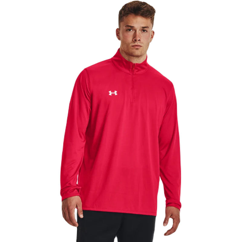 Under Armour Men's Striking Red/White Team Tech 1/4 Zip - Stand Out in Style!