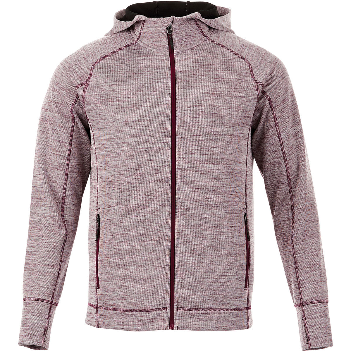 Elevate Men's Stylish Maroon Heather Odell Knit Zip Hoody - A Must-Have for Active Men!