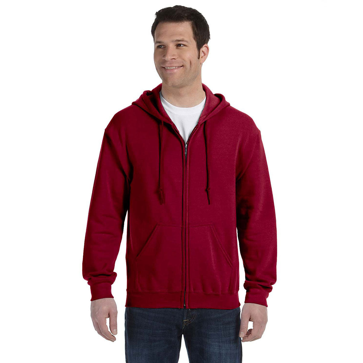 Gildan Unisex Cardinal Red Heavy Blend 50/50 Full Zip Hoodie - Ideal for Corporate Giveaways