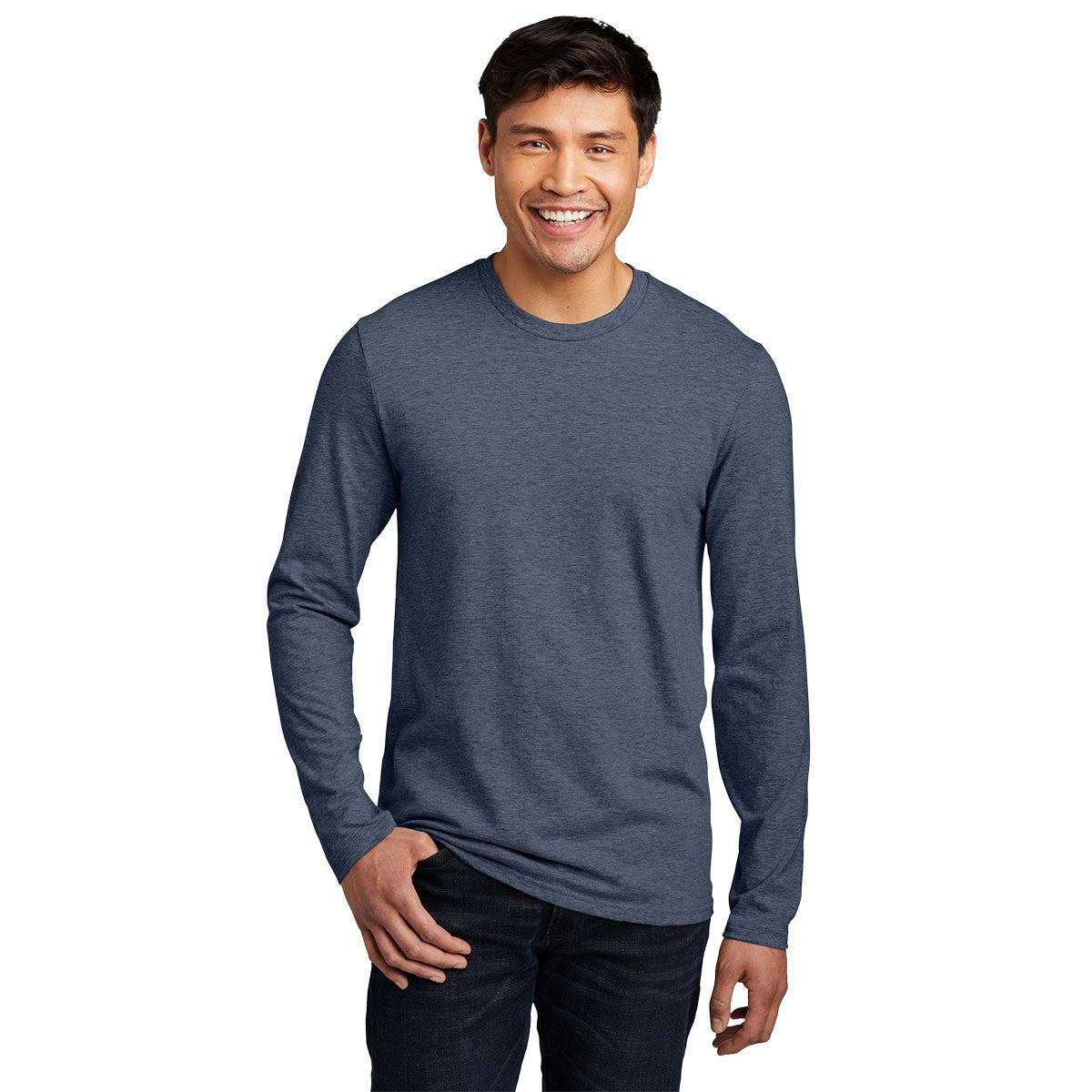 District Men's Navy Heathered Long Sleeve VIP Tee