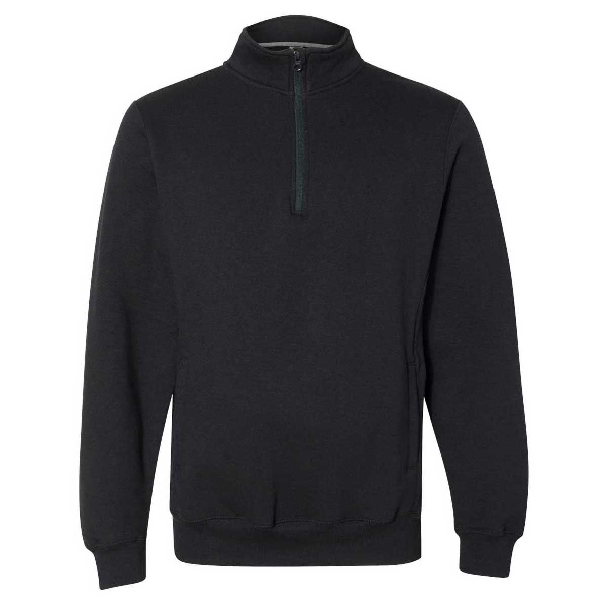 Russell Athletic Men's Stylish Black Dri Power Quarter-Zip Cadet Collar Sweatshirt