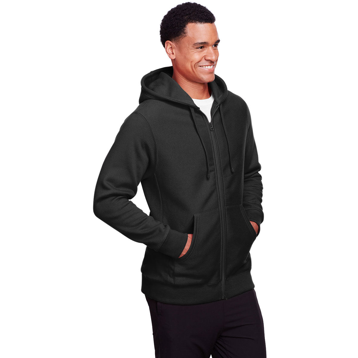 Team 365 Men's HydroSport Black Zone Heavyweight Full-Zip Hooded Sweatshirt - A Must-Have for Game Nights