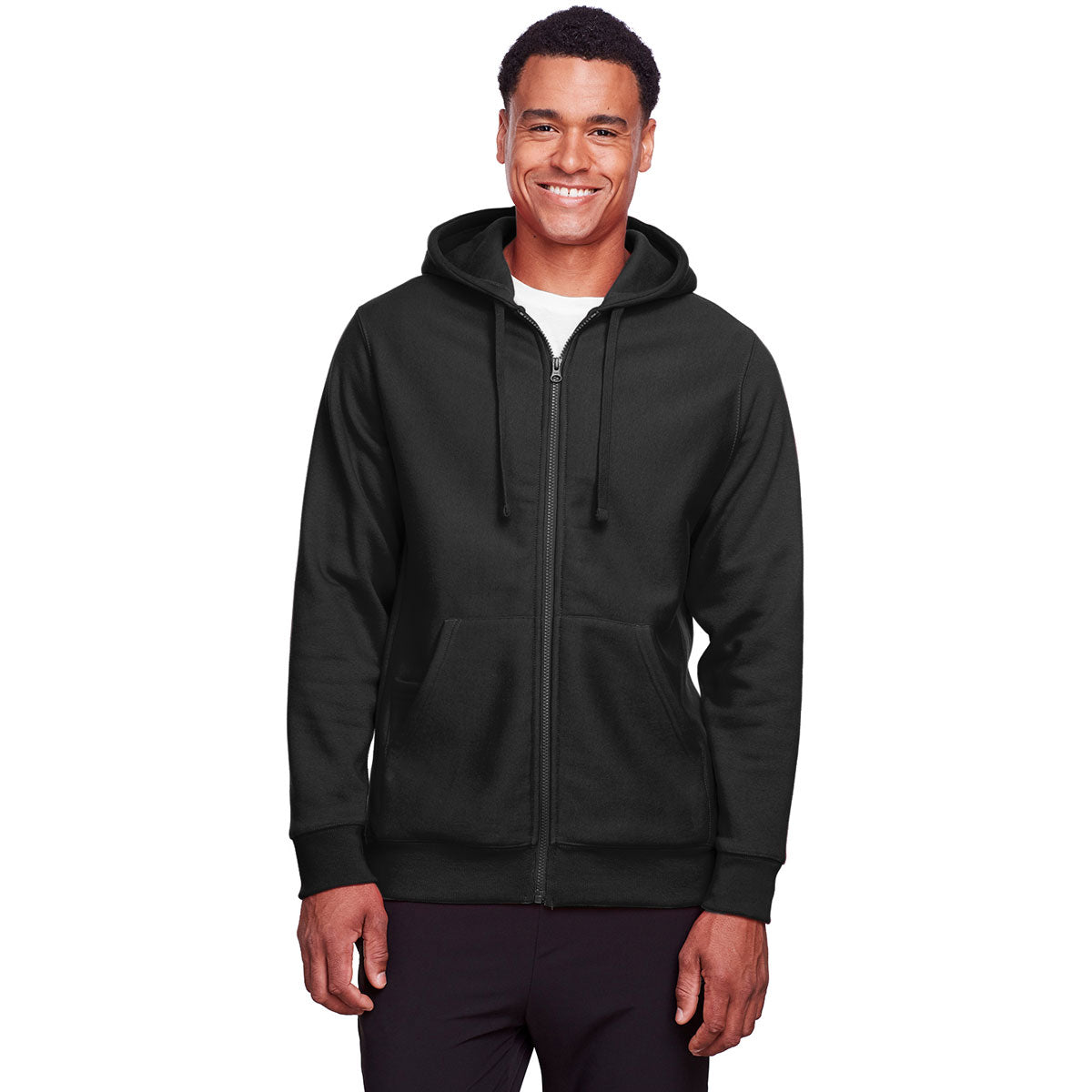 Team 365 Men's HydroSport Black Zone Heavyweight Full-Zip Hooded Sweatshirt - A Must-Have for Game Nights