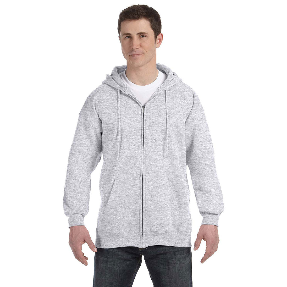 Hanes Men's 9.7 oz. Ultimate Cotton 90/10 Full-Zip Ash Hoodie