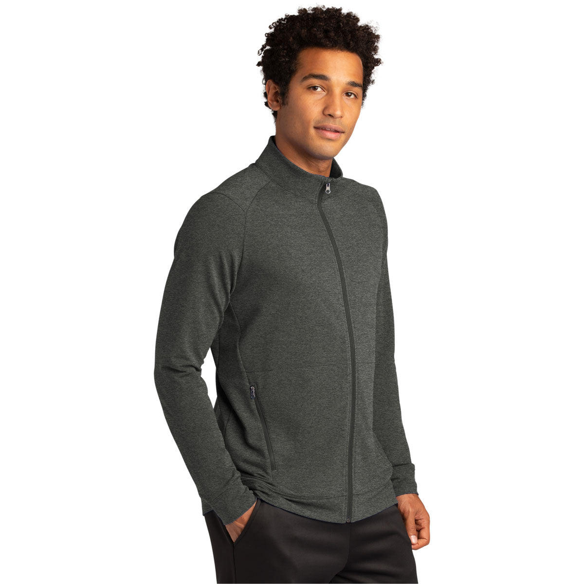 Sport-Tek Men's Dark Grey Heather Sport-Wick Flex Fleece Full-Zip - The Ultimate Activewear