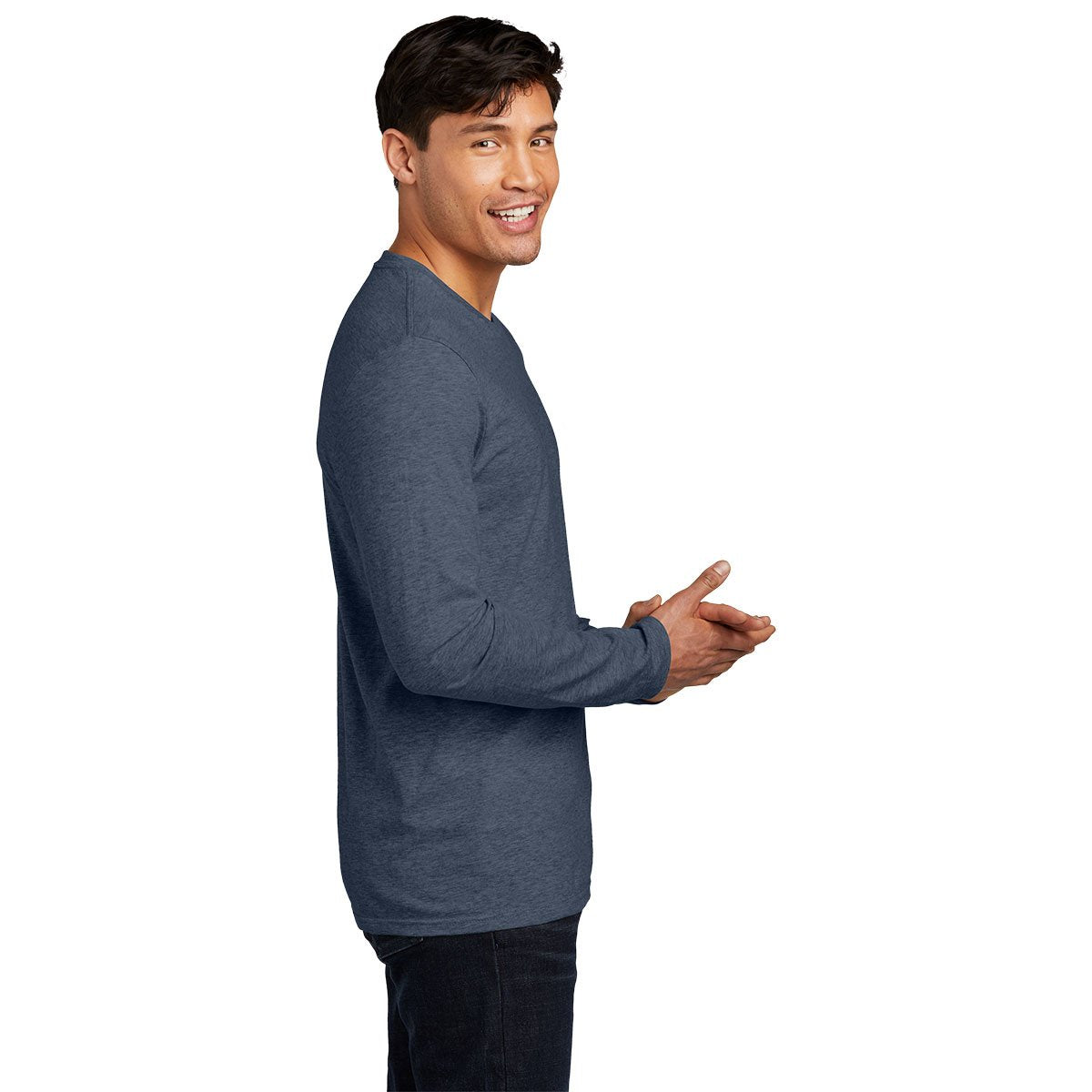 District Men's Navy Heathered Long Sleeve VIP Tee