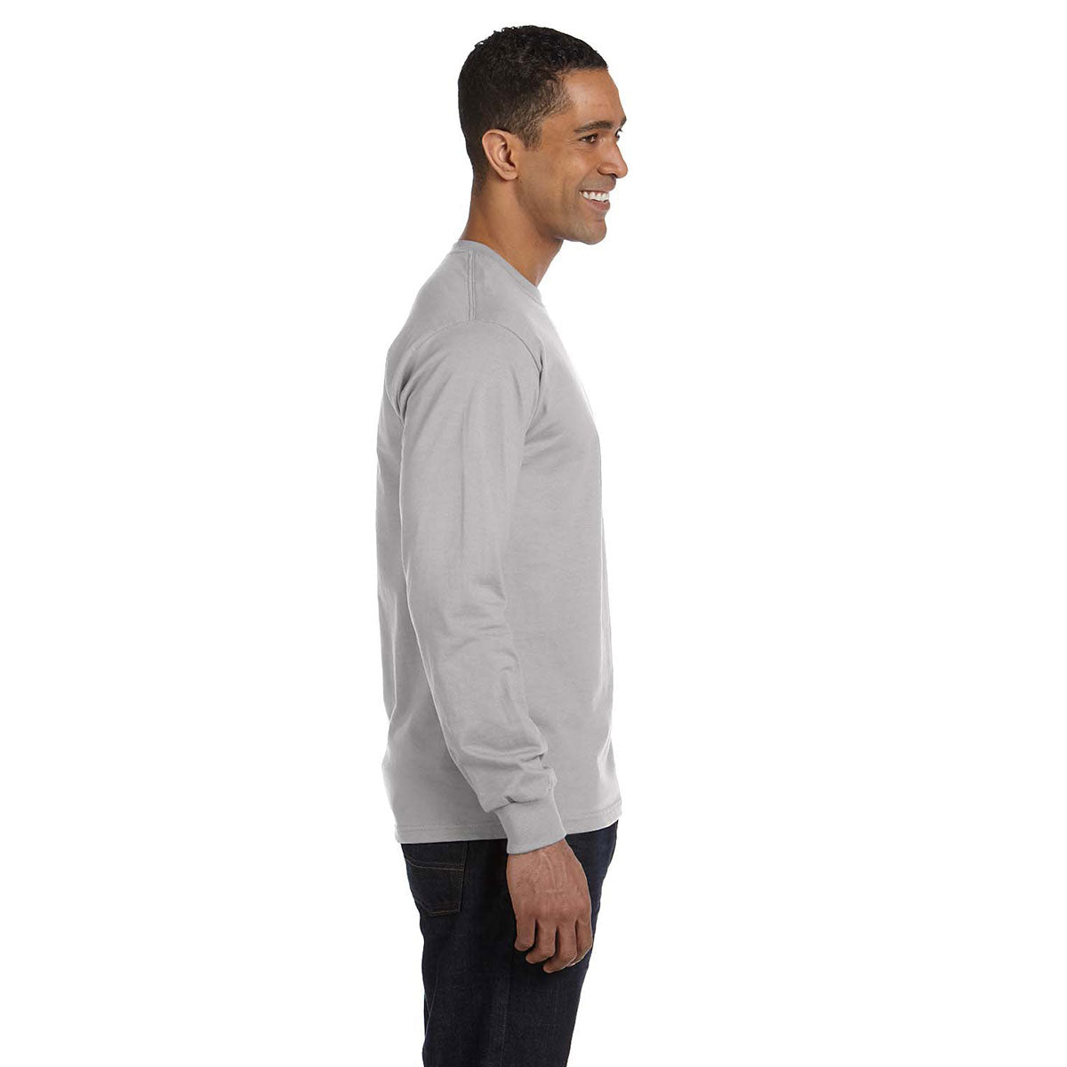 Hanes Men's Light Steel 6.1 oz Long-Sleeve Beefy-T: Customizable Comfort