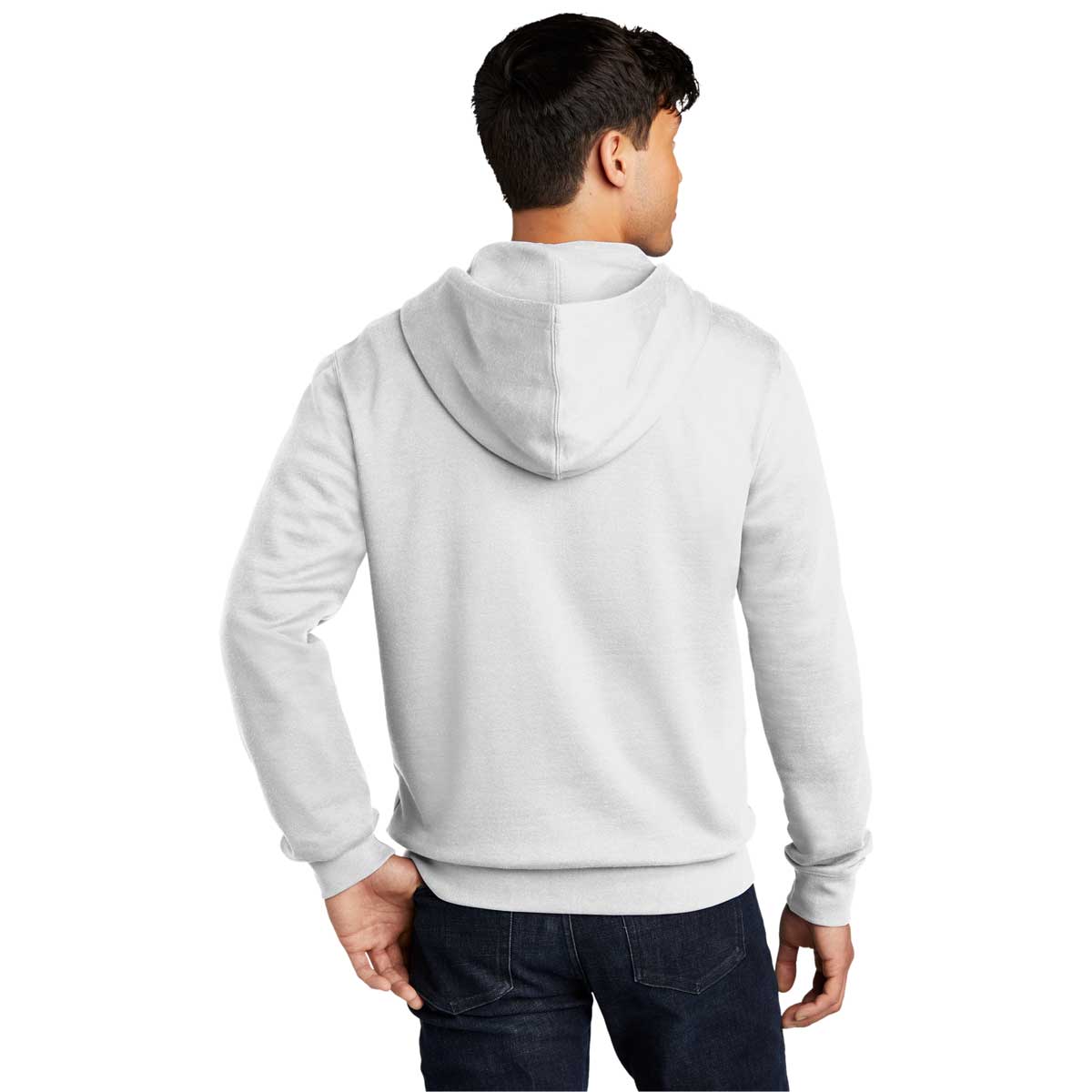 District Men's Premium White V.I.T. Fleece Full-Zip Hoodie