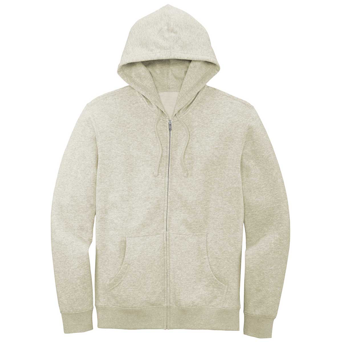 District Men's Stylish Oatmeal Heather V.I.T. Fleece Full-Zip Hoodie